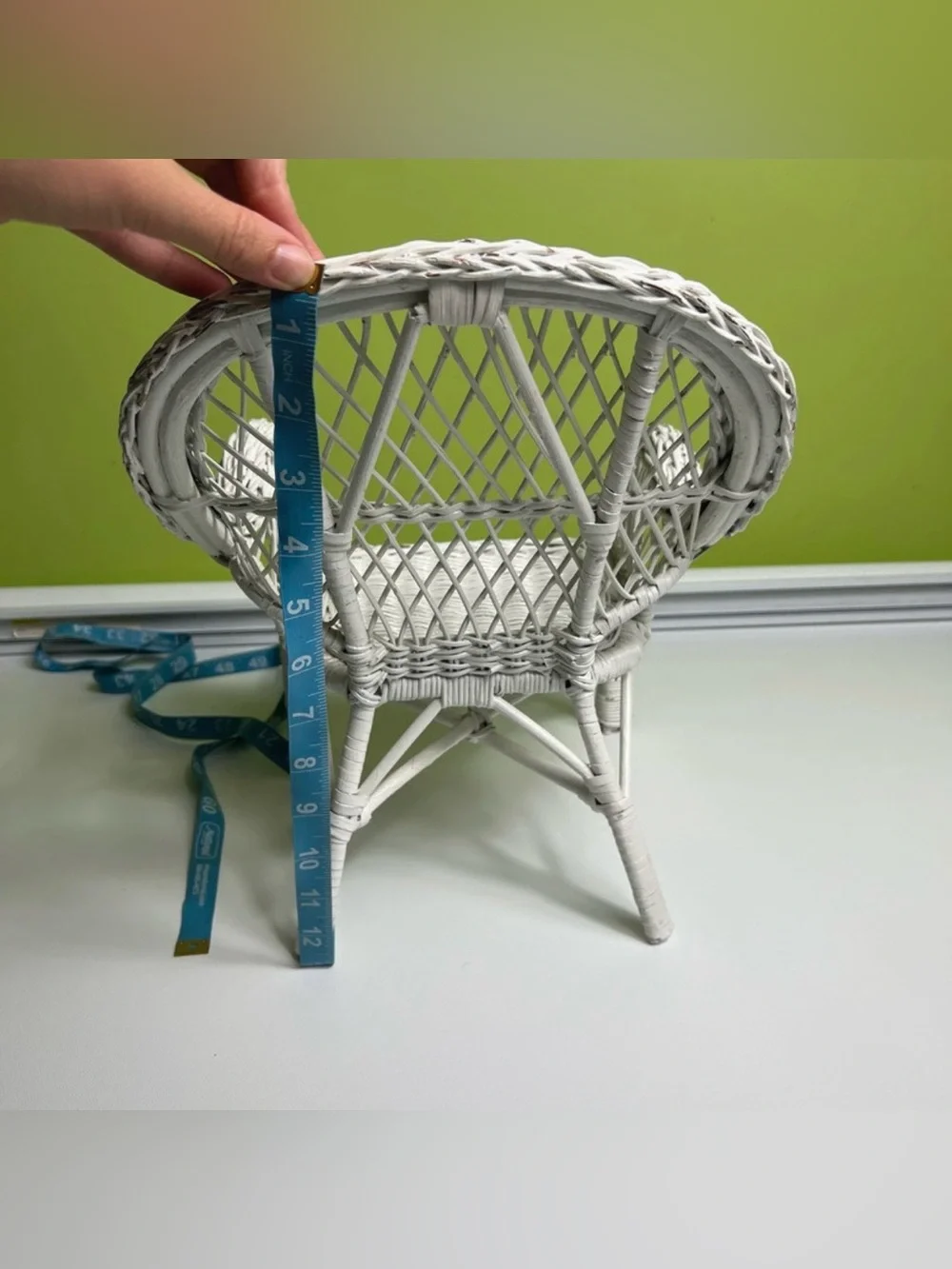 Vintage White Wicker Doll Chair Victorian Style 13 inches Toy